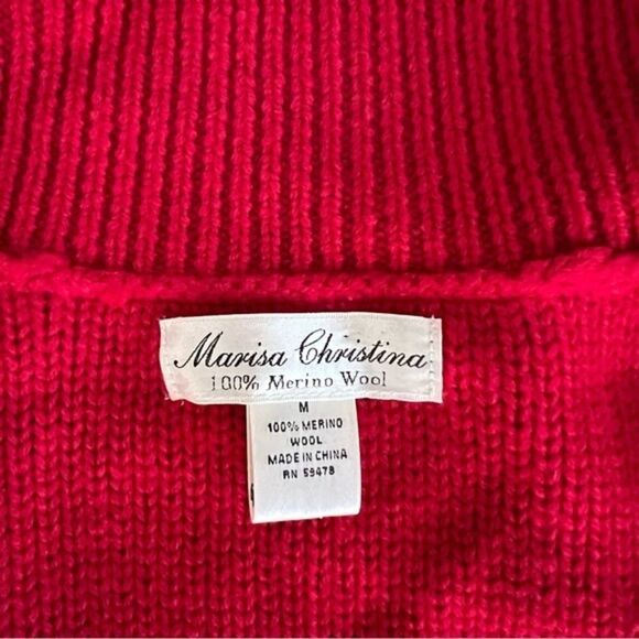 Marisa Christina  Red Cardigan Soft 100% Merino Wool size M - Picture 5 of 6